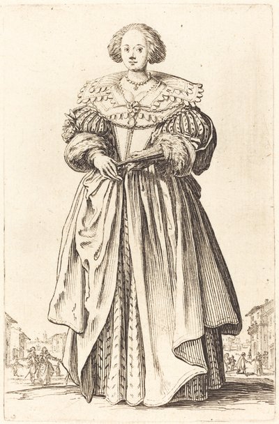 Szlachetna kobieta z wachlarzem autorstwa Jacques Callot