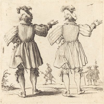 Oficer z pióropuszem, widziany z tyłu, 1617 i 1621. autorstwa Jacques Callot