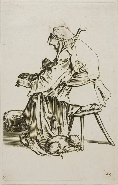 Stara kobieta z kotami, płyta 25 z The Beggars autorstwa Jacques Callot