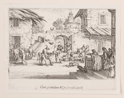 On tue le veau gras (Wielkie cielę zabite), z serii La vie de l autorstwa Jacques Callot