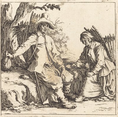 Chłopska para w spoczynku autorstwa Jacques Callot