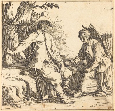 Chłopska para w spoczynku autorstwa Jacques Callot