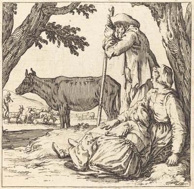 Chłopska Para z Krową autorstwa Jacques Callot