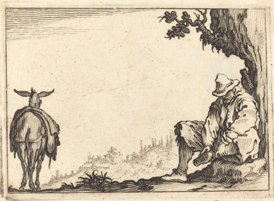 Chłop zdejmuje but autorstwa Jacques Callot