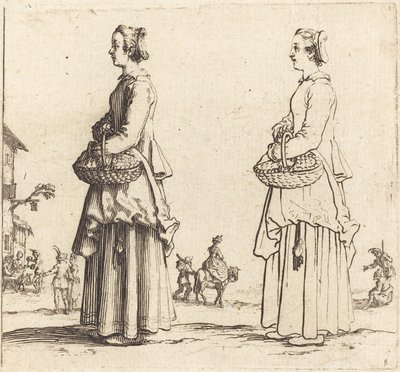 Wieśniaczka z koszem, z profilu, zwrócona w lewo autorstwa Jacques Callot