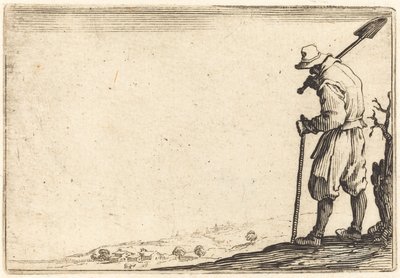 Chłop z łopatą na ramieniu autorstwa Jacques Callot