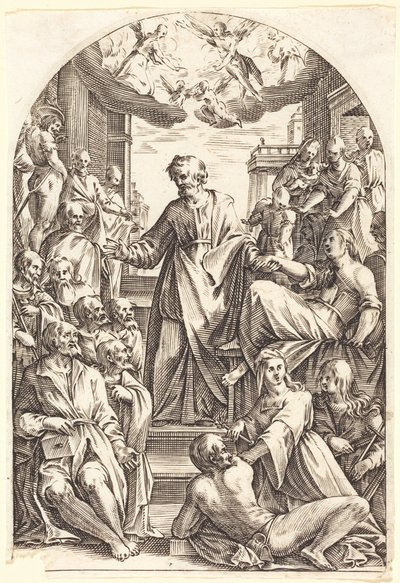 Piotr wskrzesza Tabitę autorstwa Jacques Callot