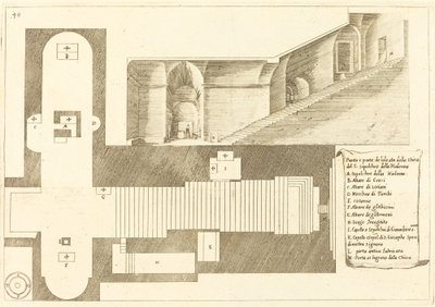Plan i część elewacji kościoła Grobu Świętego Madonny autorstwa Jacques Callot