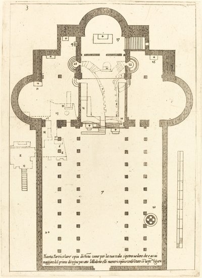 Plan kościoła św. Żłobka, 1619. autorstwa Jacques Callot