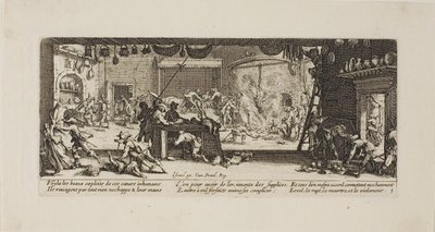 Plądrowanie dużego gospodarstwa, plansza piąta z The Miseries of War autorstwa Jacques Callot