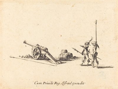 Przygotowanie do strzału z armaty, 16341635. autorstwa Jacques Callot