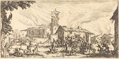 Niszczenie i palenie wioski autorstwa Jacques Callot