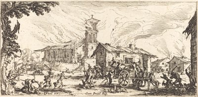 Niszczenie i palenie wioski autorstwa Jacques Callot