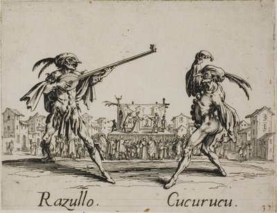 Razullo - Cucurucu, płyta 19 z Balli di Sfessania autorstwa Jacques Callot