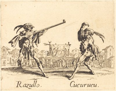 Razullo i Cucurucu, około. 1622. autorstwa Jacques Callot
