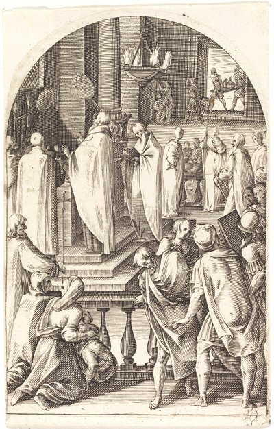 Święty Bazyli celebrujący Mszę św., 16081611. autorstwa Jacques Callot