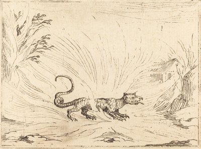 Salamandra otoczona płomieniami. autorstwa Jacques Callot