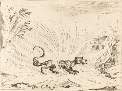 Salamandra otoczona płomieniami autorstwa Jacques Callot