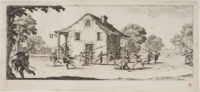 Scena grabieży, plansza czwarta z książki The Miseries of War autorstwa Jacques Callot