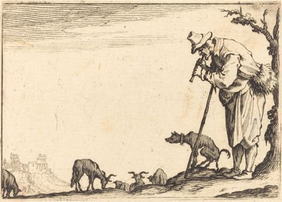 Pasterz grający na flecie autorstwa Jacques Callot