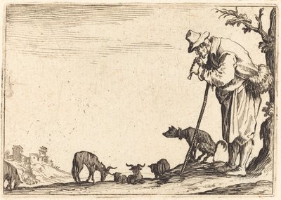 Pasterz grający na flecie autorstwa Jacques Callot