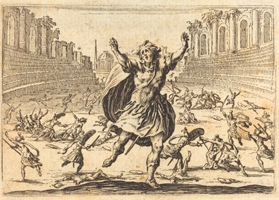 Potyczka w rzymskim cyrku 1622. autorstwa Jacques Callot