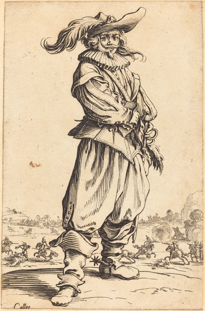Żołnierz w Pierzastym Kapeluszu autorstwa Jacques Callot