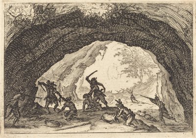 Żołnierze atakujący złodziei autorstwa Jacques Callot