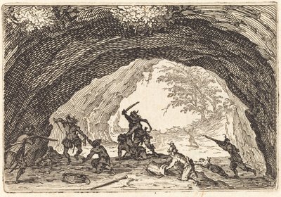Żołnierze atakujący złodziei autorstwa Jacques Callot
