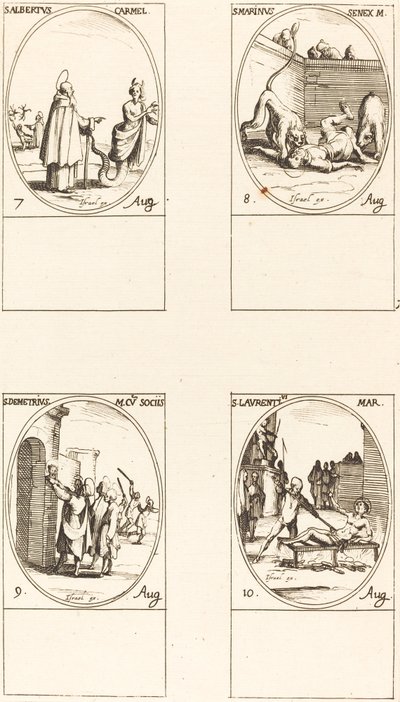 św. Alberta z Sycylii, karmelitanki; Św. Marinus; Św. Demetriusz i Towarzysze; Św autorstwa Jacques Callot