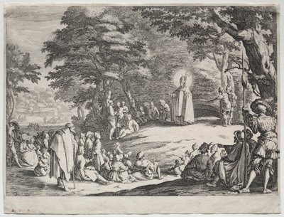 Kazanie św. Amanda w lesie. autorstwa Jacques Callot