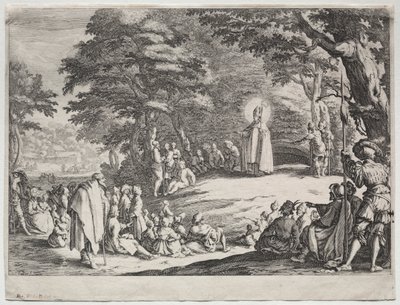 Św. Amo głosi kazanie w lesie autorstwa Jacques Callot