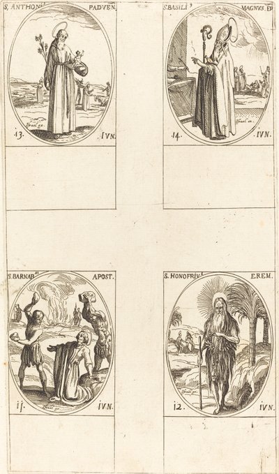 Św. Barnaba, Apostoł, Św. Honofry, Św. Antoni Padewski, Św. Bazyli Wielki. autorstwa Jacques Callot