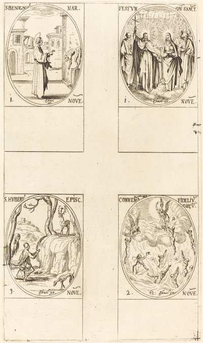 św. Święto Wszystkich Świętych; Upamiętnienie zmarłych; św. Huberta autorstwa Jacques Callot