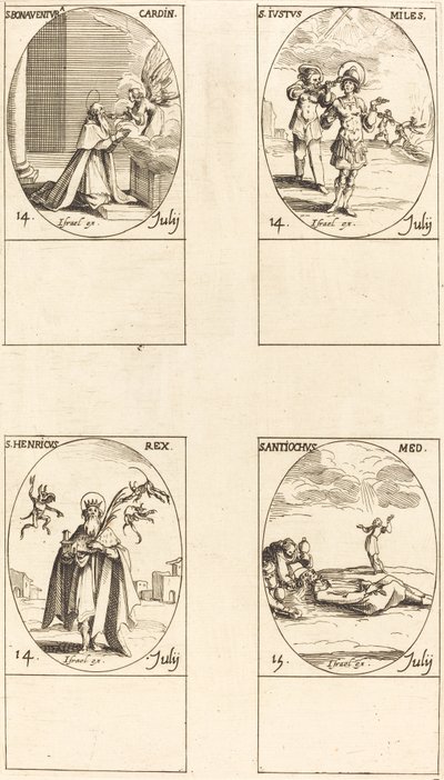 Św. Bonawentura, Św. Justus, Św. Henryk, Cesarz, Św. Antioch. autorstwa Jacques Callot