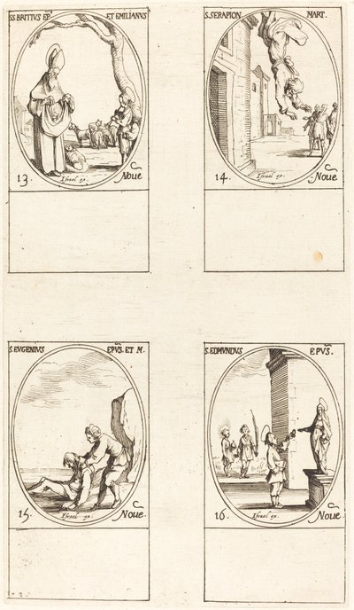 św Brice; św. Serapion; św. Eugeniusz; Św. Edmunda autorstwa Jacques Callot