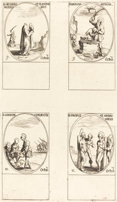 św. Dionizy, Rusticus i Eleuterius, św. Abrahama, św. Gereon i Towarzysze, św. Do. autorstwa Jacques Callot