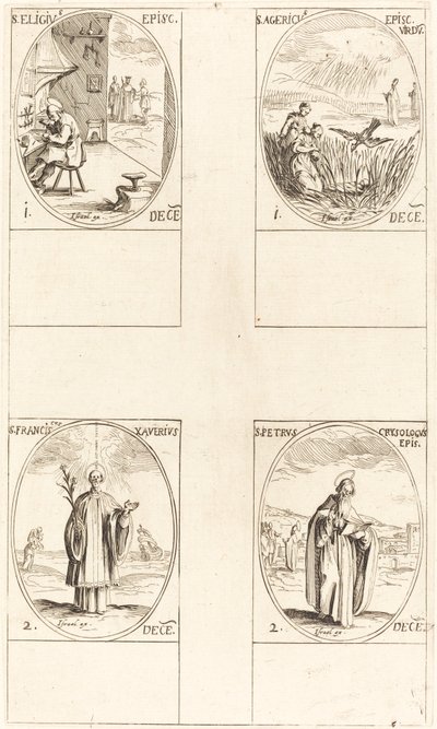 św. Eligiusz; św. Ageryk; św. Franciszka Ksawerego; Św. Piotr Chryzolog autorstwa Jacques Callot