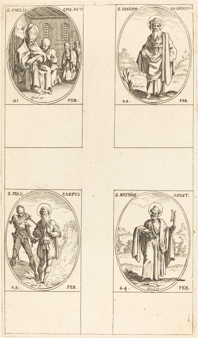 św. Feliksa; św. Józefa z Arymatei; Św. Polikarpe; Św. Maciej Apostoł autorstwa Jacques Callot