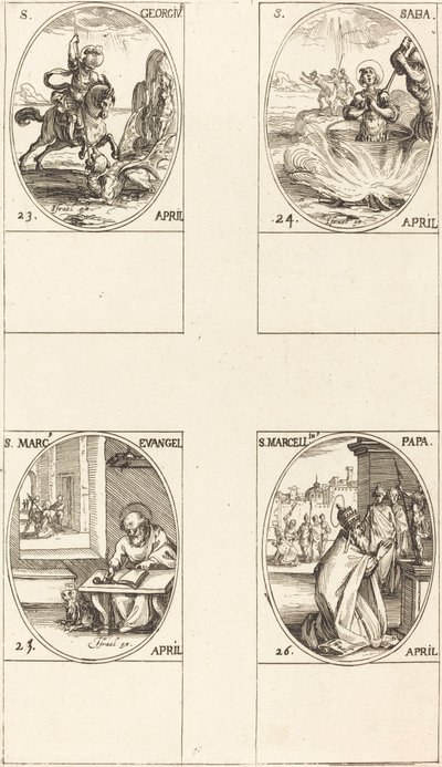 św. św. Sabasa; św. Marek Ewangelista; Św. Marcelina autorstwa Jacques Callot