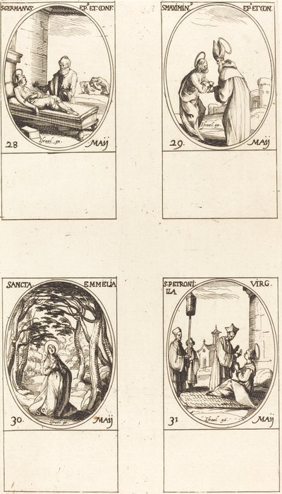 św. Germanus z Paryża; św. Maksymin; św. Emmelia; św. Petronilla autorstwa Jacques Callot