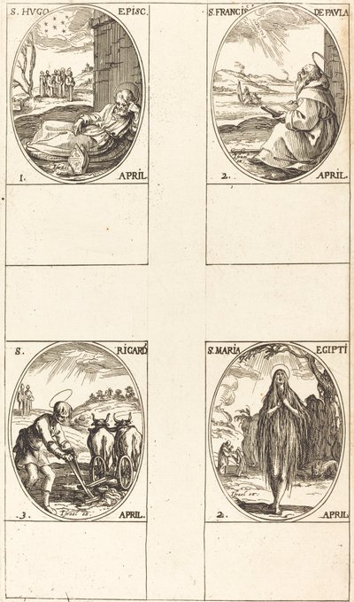 św. Hugo; św. Franciszka z Pauli; Najświętszej Marii Panny w Egipcie; Św. Ryszard autorstwa Jacques Callot