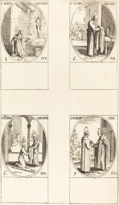 Św. Maria Gaudioru, Św. Klaudiusz, Św. Norbert, Św. Robert. autorstwa Jacques Callot