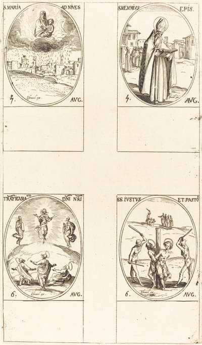 Matki Boskiej Śnieżnej, św. Memmiusza Biskupa, Przemienienia Pańskiego, św. Justusa i proboszcza. autorstwa Jacques Callot