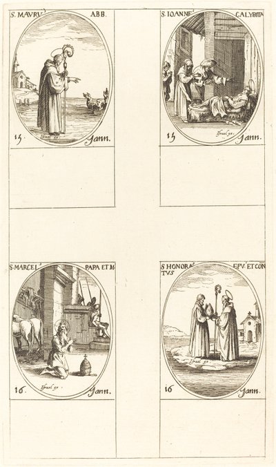 św. Cumować; św. Jana Kalibita; św. Marcellusa; św. Zaszczycony autorstwa Jacques Callot