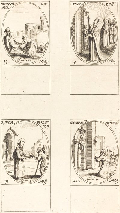 św. Potencjał; św. Dunstana; św. Yves; św. Bernardyn ze Sieny autorstwa Jacques Callot