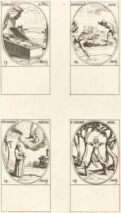 św. Serwacjusz; św. Bonifacego; św. Pachomiusz; Św. Korona autorstwa Jacques Callot