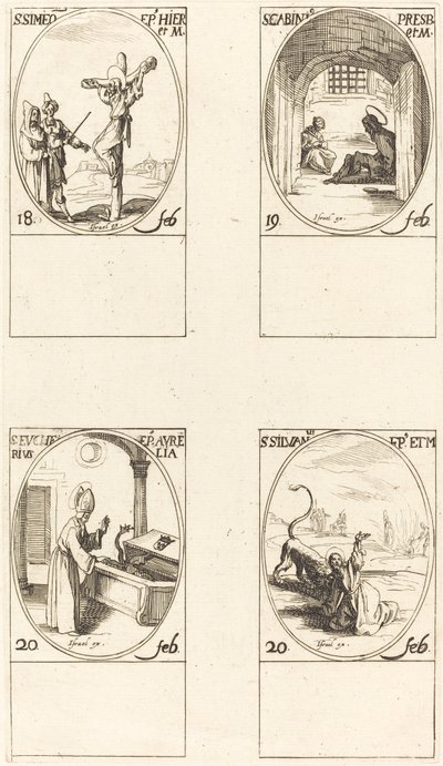 św. Symeon; św. Gabiniusz; św. Euchariusza; św. Sylwan autorstwa Jacques Callot