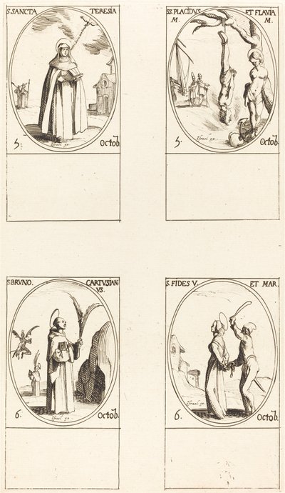 św. Teresy; św Placydusa i Flawii; św. Brunona; Św. Wiara autorstwa Jacques Callot