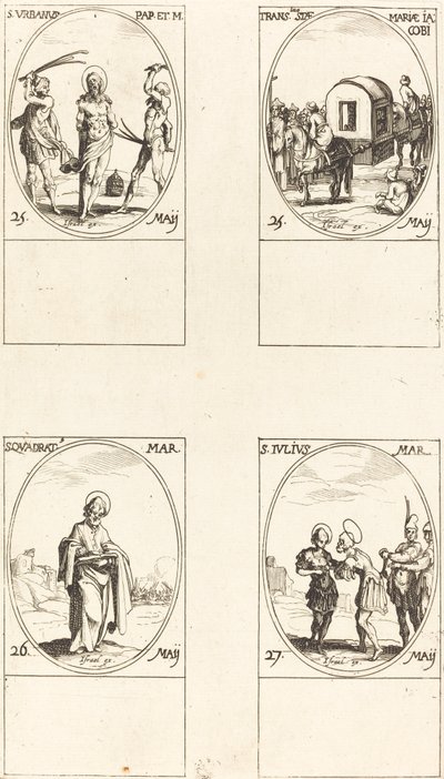 Św. Urban, Przekład św. Marii Jakubowej, Św. Kwadrat, Św. Juliusz. autorstwa Jacques Callot
